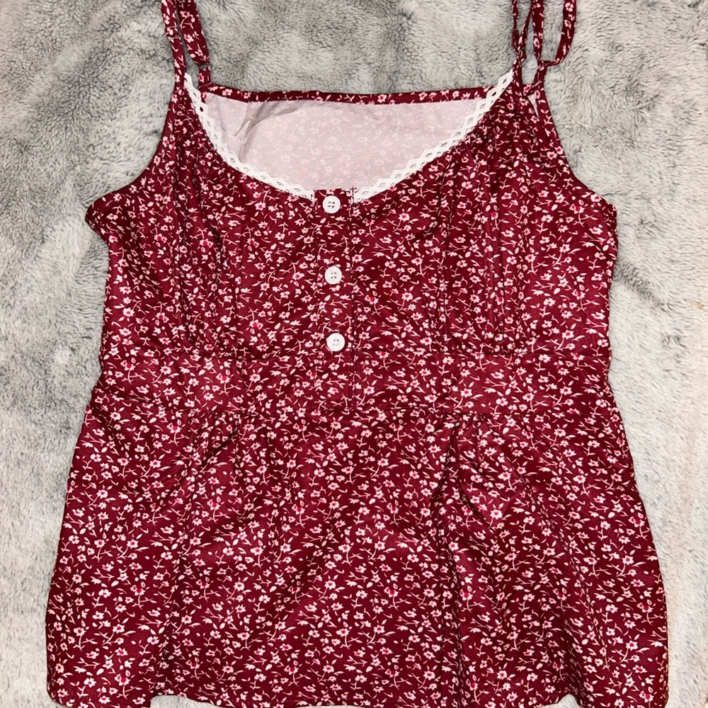 SHEIN Red Sleeveless Buttoned Camisole